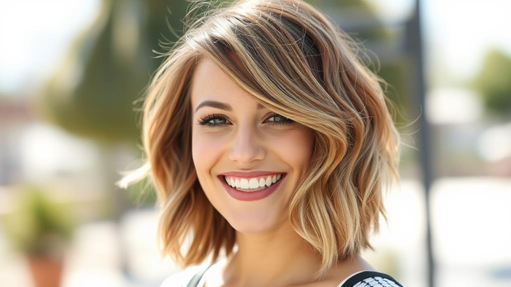 dynamic textured lob hairstyle