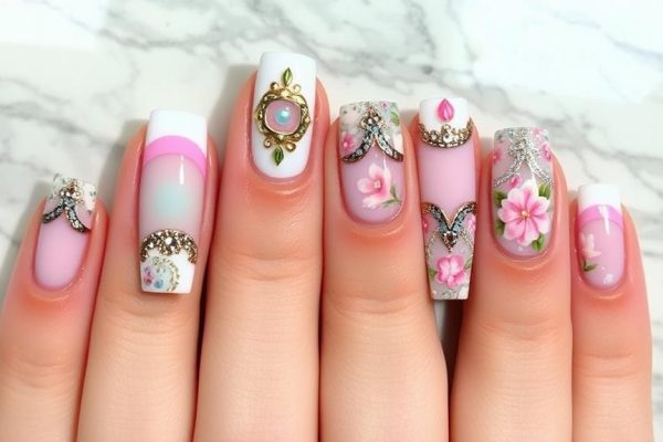 french tip square nail designs