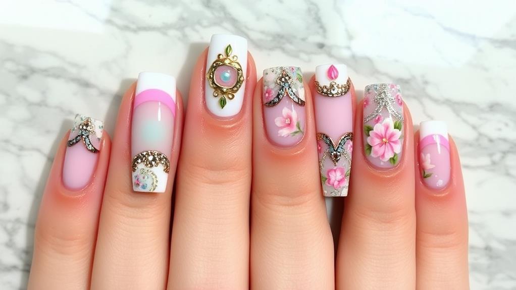 french tip square nail designs