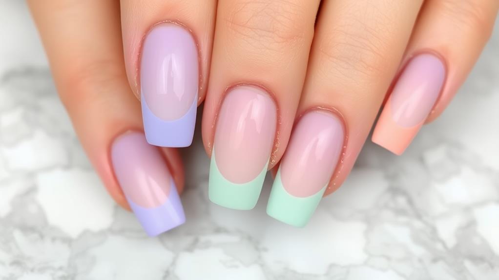 soft colorful nail art