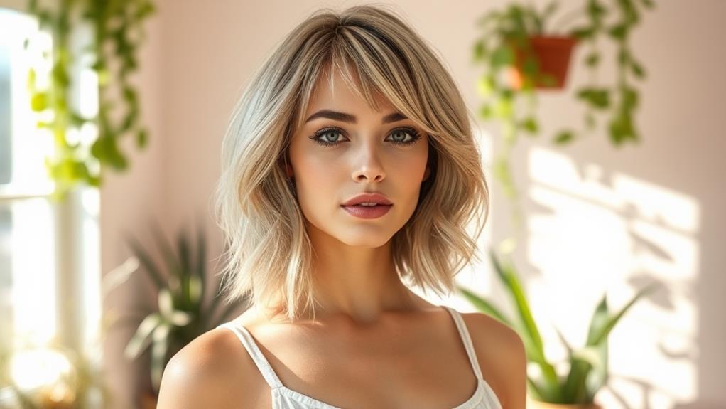 stylish ash blonde bangs