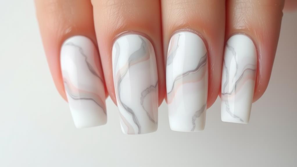 stylish marble french nails