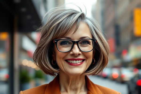 youthful chic haircuts glasses