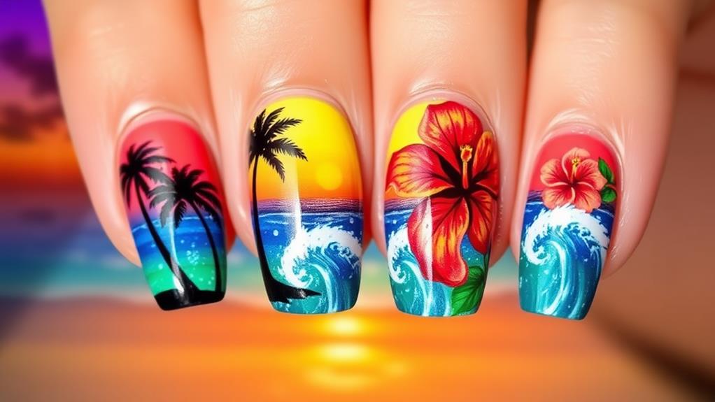 tropical themed nail art